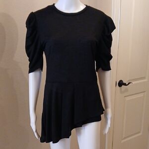 Cacia Black Asymmetrical Blouse